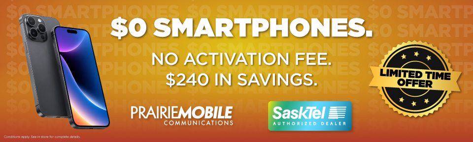 $0 Smartphones available at Prairie Mobile Communications.